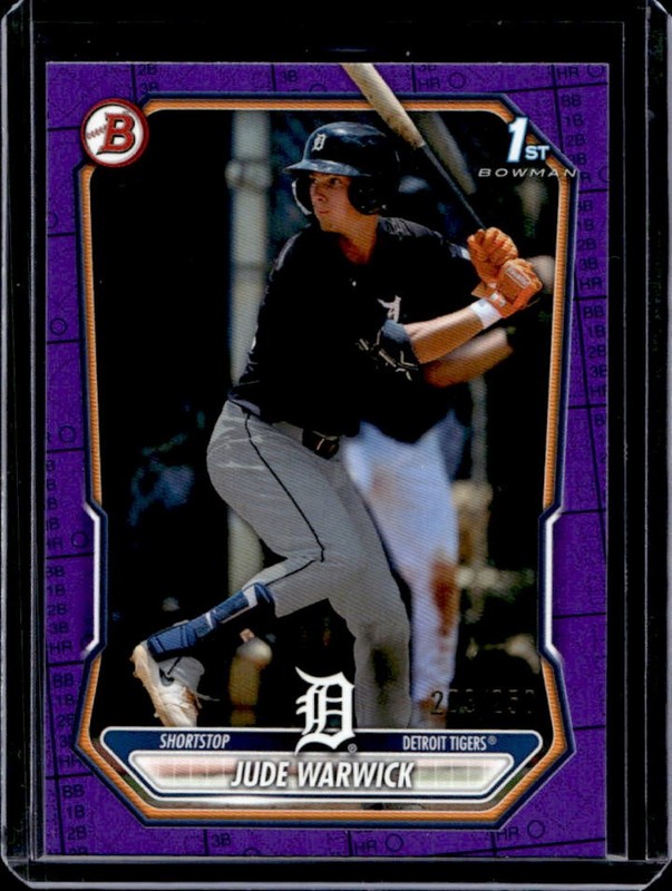2026 Bowman Jude Warwick Purple Border 1st Prospect #/250 Tigers
