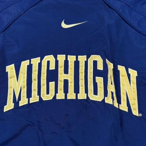Vintage Michigan Wolverines Jacket Mens 2XL Navy Blue Nike Sports Outerwear Rare image 7