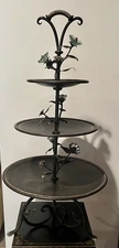 Vintage Floral Etagere Large three tier cake Stand /dessert serving stand Rare