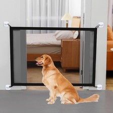 Dog Gates for House Portable Folding Pet Gates Magic Indoor Mesh Doggy Door f...