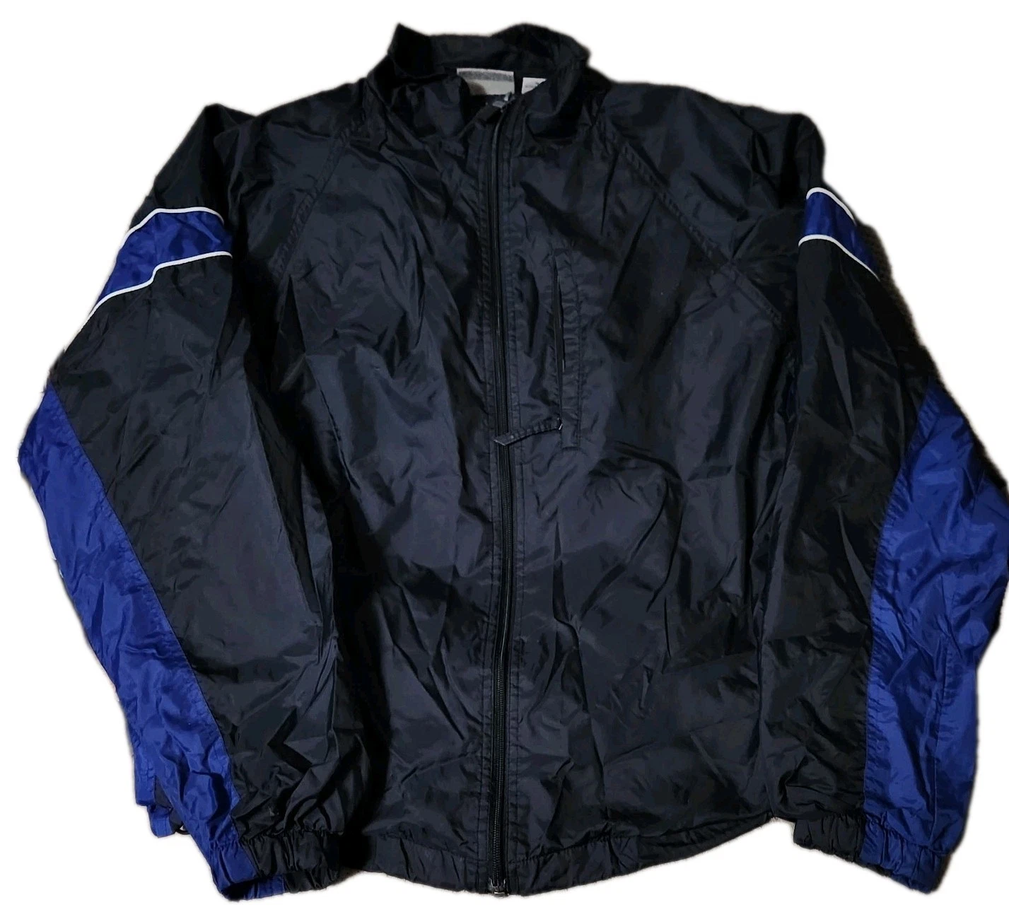 🔥 Athletic Works Windbreaker Jacket Mens Black Blue Size Medium 26x25