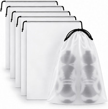 Large Shoe Bags for Travel, Waterproof Frosted Clear, 5 Pack