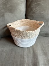 Rope Woven Basket Soft Storage Basket w/ Handles 11.8" Home D cor Organization