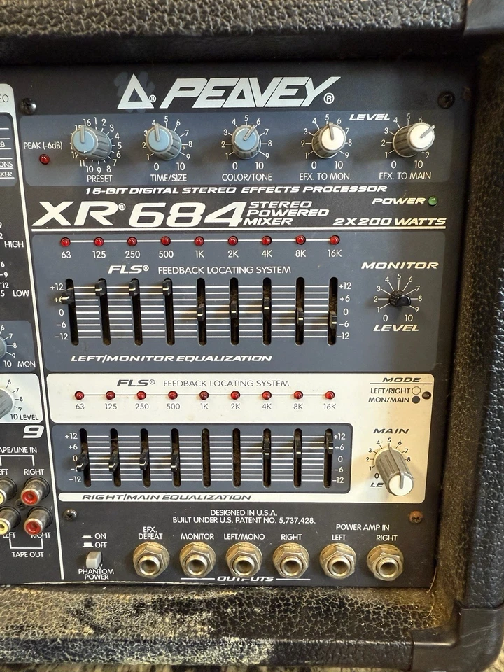 Peavey Model XR684 Nine Channel Stereo Powered Mixing Amplifier PA System Tested - Image 2 of 4