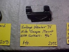 2072 - Vintage Weaver T5 Side Scope Mount With Ring Screws