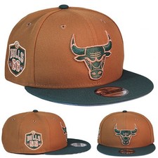 New Era Chicago Bulls Snapback Hat Light Brown Forrest Green Color 66 Est Patch