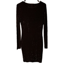 New Windsor Women's Black Shiny Beaded Long Sleeve Dress - Size large New Years 