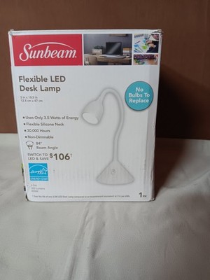 New In Box - White Sunbeam Flexible LED Desk Lamp Table Light 