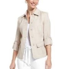 Charter Club Luxury 100 Linen Blazer Jacket Size M Petite Meas Pictures