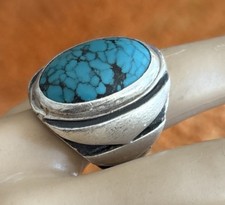Vintage Tribe Sterling Silver Turquoise Ring Size 7 Native American Solid 26.6gr