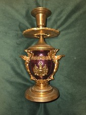 Sehr schwerer, prunkvoller Vintage-Kerzenst&auml;nder ca. 20 cm Purpur & Gold  Unikat