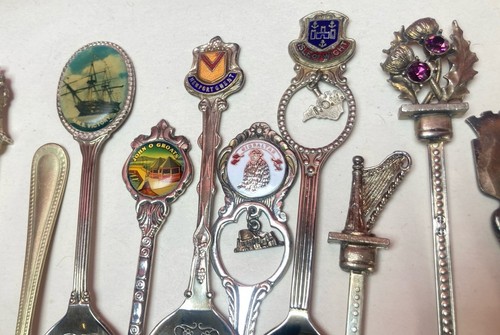 Vintage Souvenir Tourist Spoons Lot x 70 Silver Plated Nickel Silver Enamel Etc - Picture 8 of 12