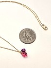 Sterling Silver Plated Pink Rubellite Quartz Pink pearl Dangle Pendant Chain 18" — photo 3
