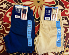 GAP Kids Boys Pull-On Shorts Lot 2 Navy Beige Size S 6/7 Drawstring Elastic