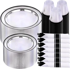 350 Pcs Black Plastic Dinnerware Set for 50 Guests Include: 50 Dinner Plates,...