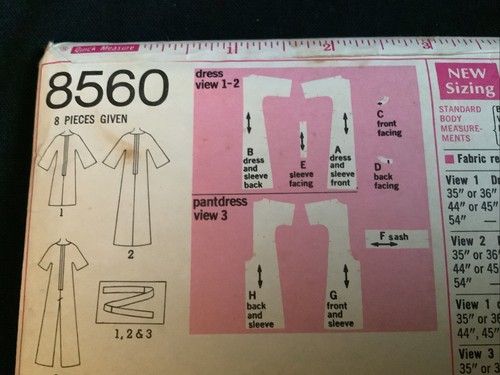 Simplicity Vintage 1969 Sewing Pattern #8560 Dress / Pantdress Miss Size 18 - Picture 3 of 6
