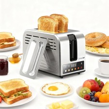 Toaster 2 Slice Smart Touch Screen Toasters W/ 6 Browning Levels Timer