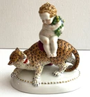 Vintage Rare Porcelain Figurine Katzhutte Thuringia Art Deco Tiger Boy 1900's
