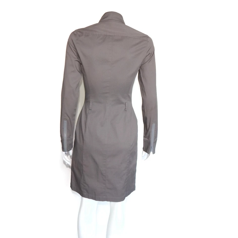 CLUB MONACO Khaki Miiltary Zip Front Mock Turtleneck Shirt Dress sz 0 /2198 - Image 4 of 4