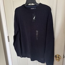 NEW Nautica Men  s Long Sleeve Knit Sweater Navy Small