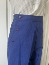 Vintage 70s 80's Blue Side Button Baloon Leg Pants, S/M Sailor Retro 50's Style