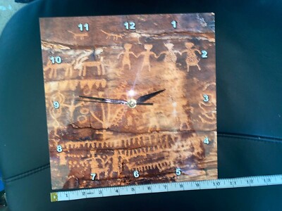 Wall Clock with Ancient Writing. 10'' Square