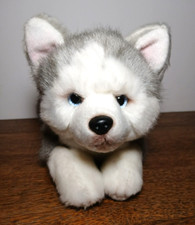 Bearington Collection realistic husky puppy plush dog stuffed animal 13" tto