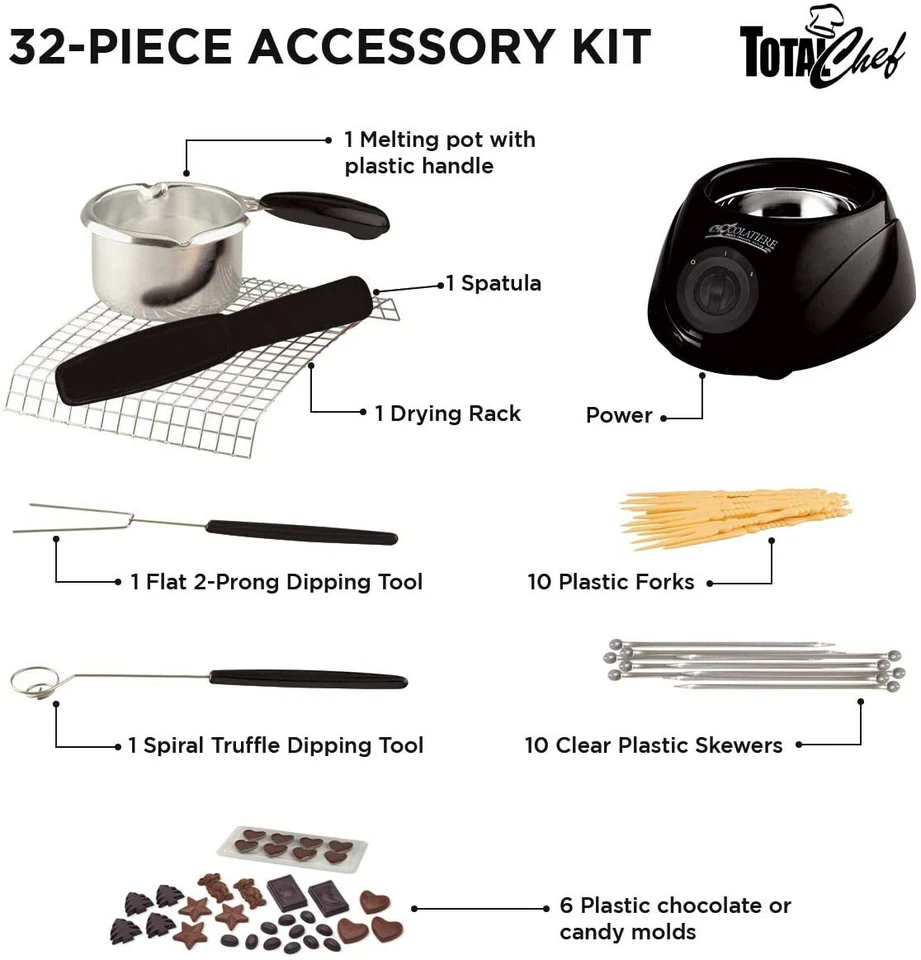 Total Chef Chocolate Melting Machine One Pot Chocolate Tempering Machine, Black - image 4 of 4