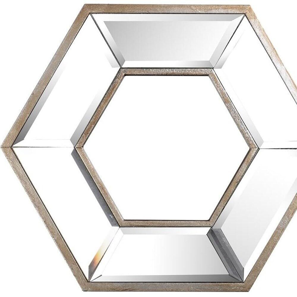 12 Silver Hexagon Wall Mounted Accent Mirror