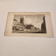 View Of Preston Lancashire England c. 1830 Engraving (344)
