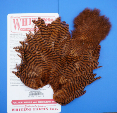 Whiting Softhackle & Chickabou Grizzly dyed BROWN