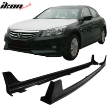 Fits 08-12 Honda Accord Sedan OE Style Side Skirt Extension Unpainted Black PU