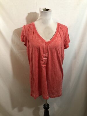 Smudge  Red Sun  Short Sleeve V Neck T - Women s XL, NWT, Bust 21 