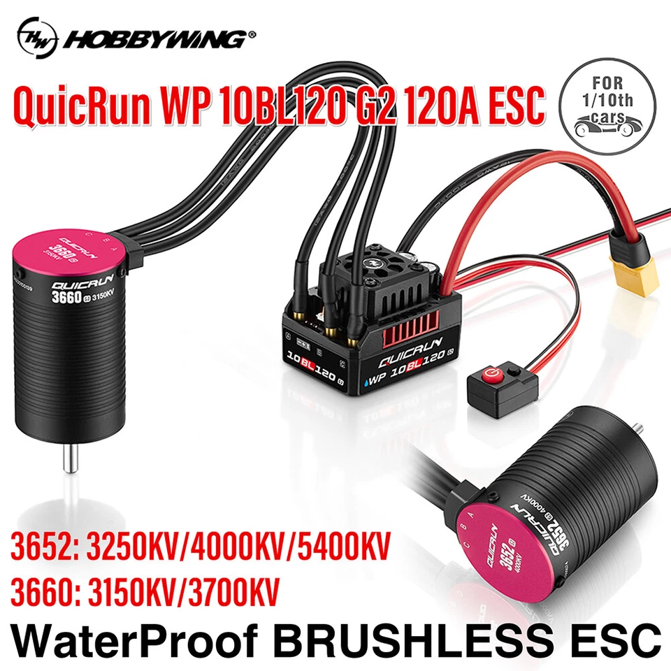 HobbyWing QuicRun 10BL120 120A ESC+Sensorless Brushless Motor for 1/10 RC Cars - Image 3 of 4