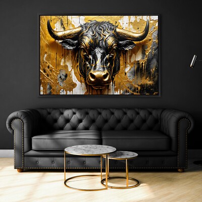   Wandbild, Goldener Stier Bullen - Tier, Acrylglas, Leinwand, Poster, Kunst