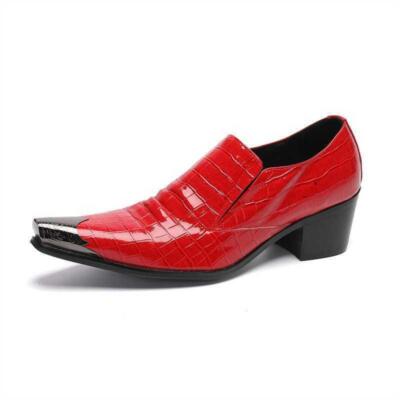 Men's Leather Dress British Metal Pointy Toe Business Slip On Oxfords Shoes New
