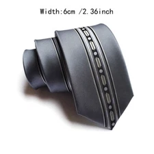 Classic Striped Gray Silver Silk Skinny Slim Men's Necktie Tie 6cm/2.36inch
