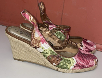 Life Stride Soft System Slingbacks High Heels Pumps Floral Rose 6.5  blt15m14