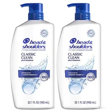 Head and Shoulders Classic Clean Anti Dandruff Shampoo 32 Oz Pack of 2
