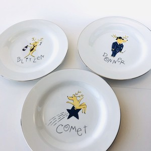 Pottery Barn Reindeer Holiday Christmas Salad Desert Plates Set