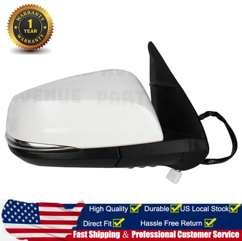 White Passenger Right Side Mirror Heated Blind Spot for Toyota Tacoma 2016-2023