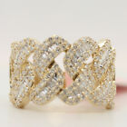 Cuban Link Style Men's Ring Sizable Solid 10K Yellow Gold Natural Diamonds