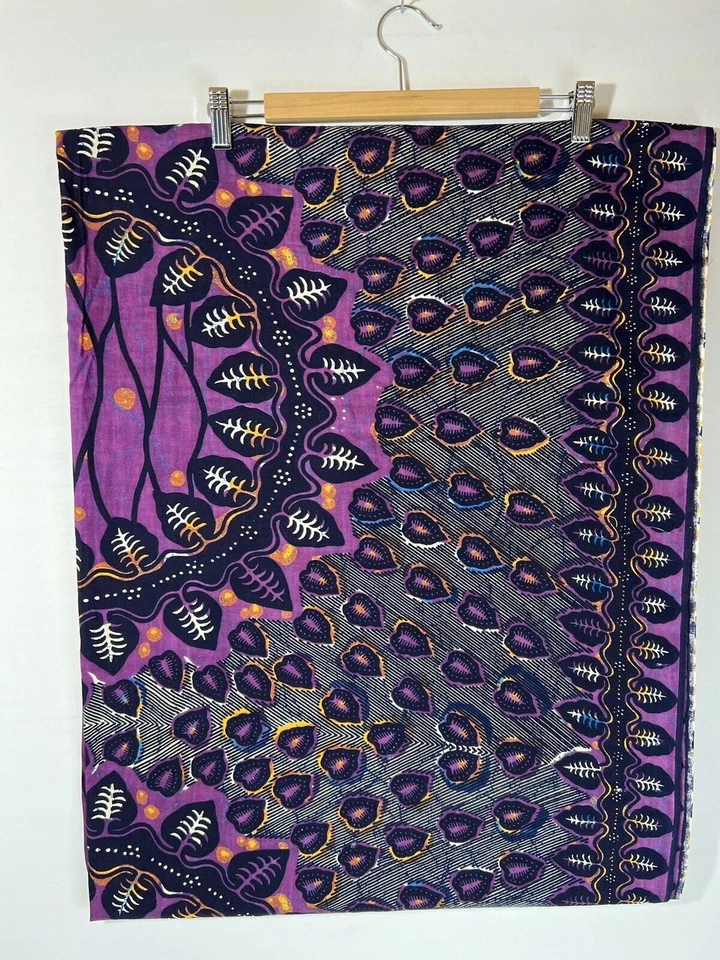 Vintage Hand Dyed Painted 143"x44" Tribal Cloth Wall Hanging - Image 3 of 4