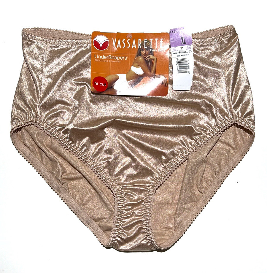 NWT Vtg PANTIES Vassarette Second skin Sissy Hi Cut XL 48001 Satin