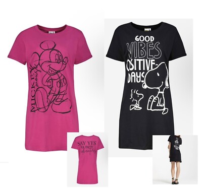 Ladies Long Shirt Disney Mickey Mouse / Peanuts Snoopy T-Shirt Long Size S M L XL