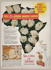 1958 Print Ad Gold Medal Flour Free Flower Bulbs Offer,Bread Loaf General Mills