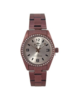Marea B41181/6 Damen Armbanduhr Grape Metallic - Zirkonia Lünette-Edelstahlband