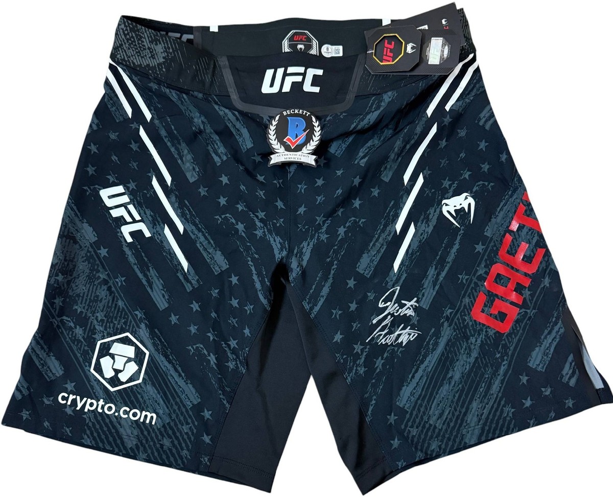 JUSTIN HIGHLIGHT GAETHJE SIGNED VENUM UFC FIGHT SHORTS