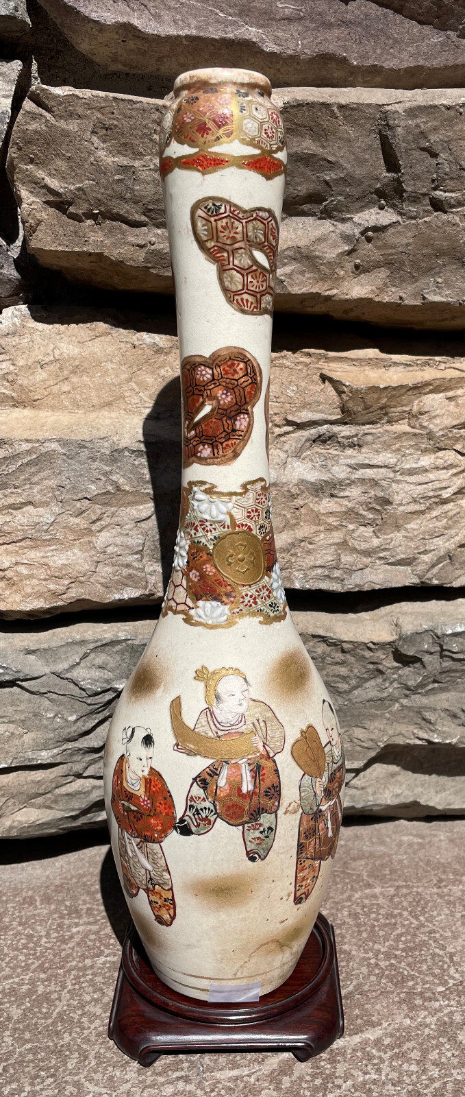 Japanese Meiji Era Satsuma Bottle Vase eBay