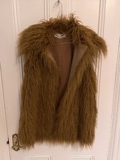Stella Mccartney Camel Free Fur Faux Fur Collared Lila Gilet Jacket Eur 38 Uk10